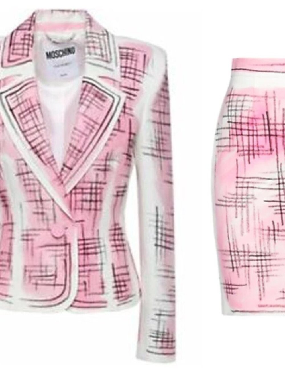 Moschino Couture Pink White Black Skirt Suit 2019 Runway Collection US 6/8